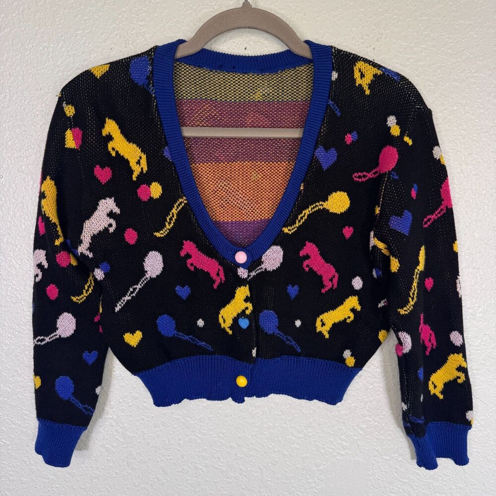 Elhoffer Cardigan Womens Medium Luna Looney Witch Crop Sweater Costume Cosplay